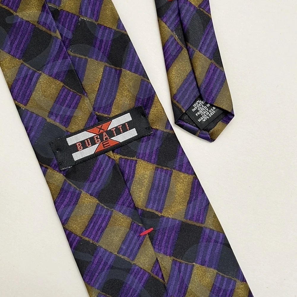 Vintage 100% Silk Made in Italy Bugatti Necktie Professional Suit Tie